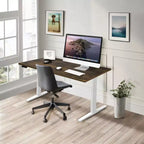 Mount-It! Bureau debout électrique à deux moteurs avec plateau de 55", Chêne et Blanc