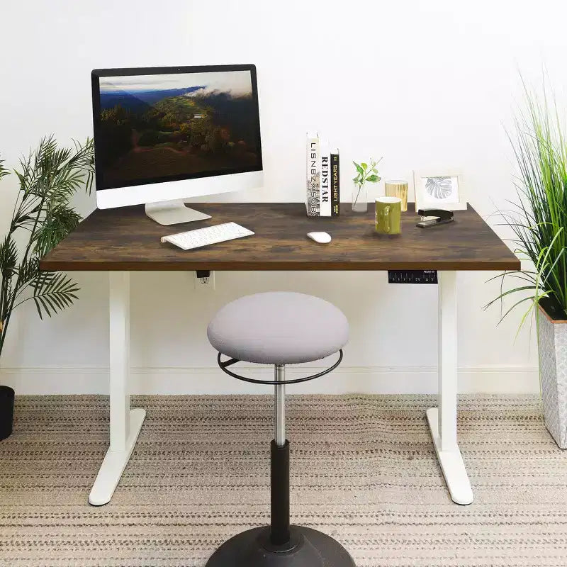 Mount-It! Bureau debout électrique à deux moteurs avec plateau de 55", Chêne et Blanc