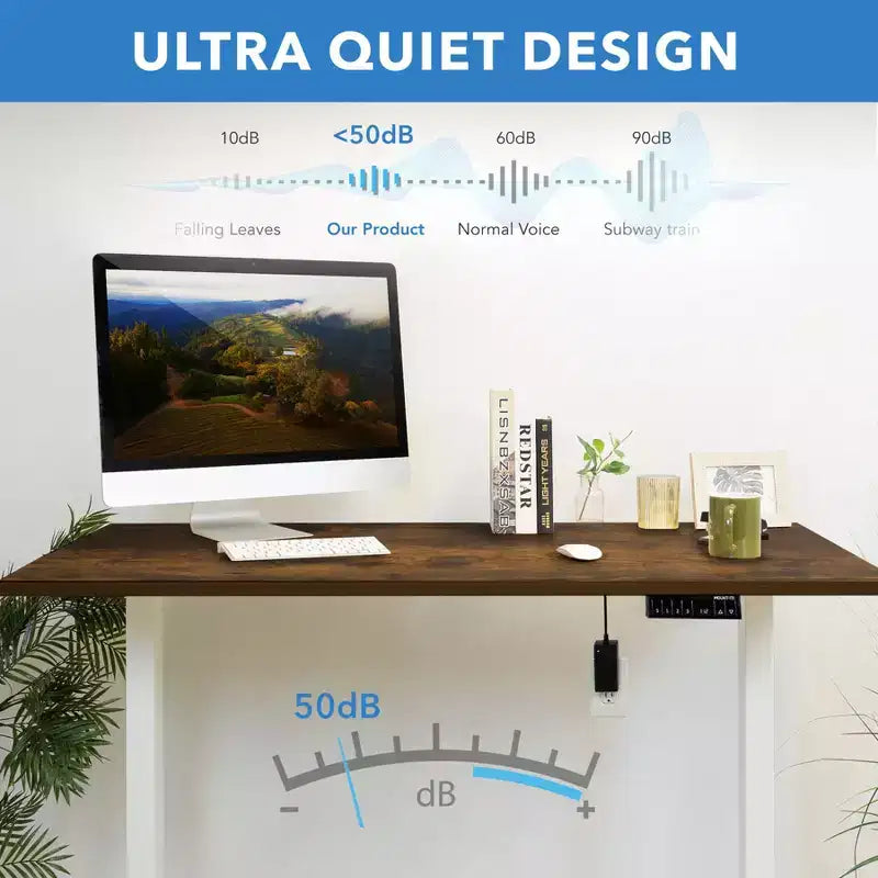 Mount-It! Bureau debout électrique à deux moteurs avec plateau de 55", Chêne et Blanc