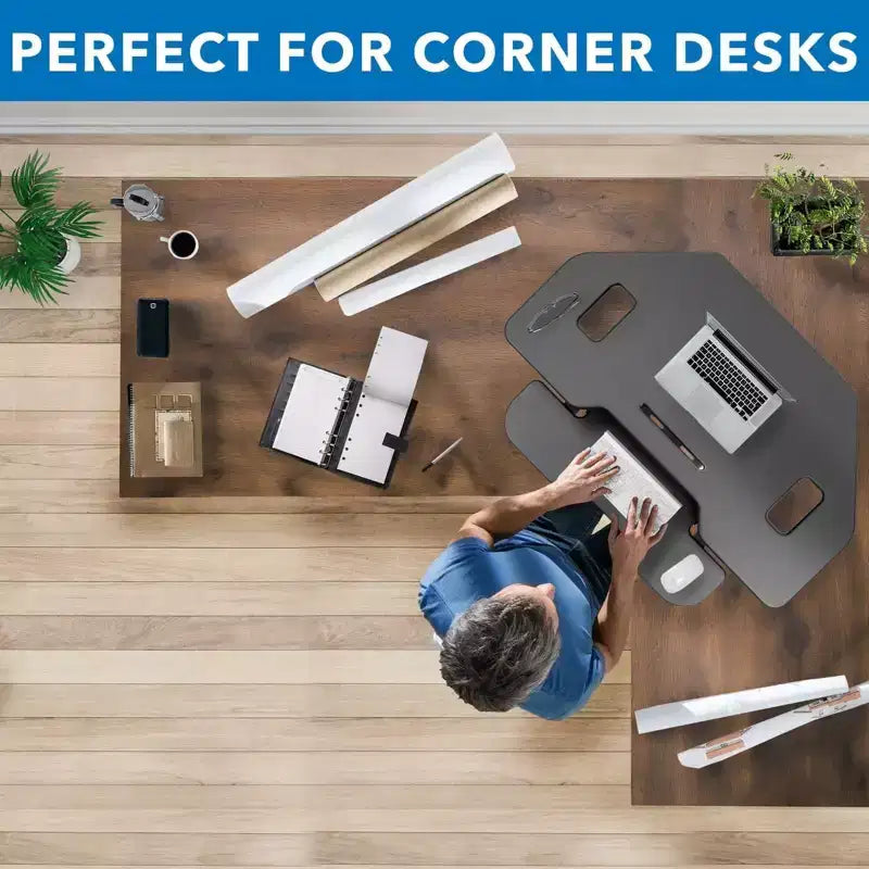 Mount-It! Convertisseur de bureau assis-debout d'angle, Noir