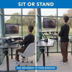 Mount-It! Convertisseur de bureau assis-debout d'angle, Noir