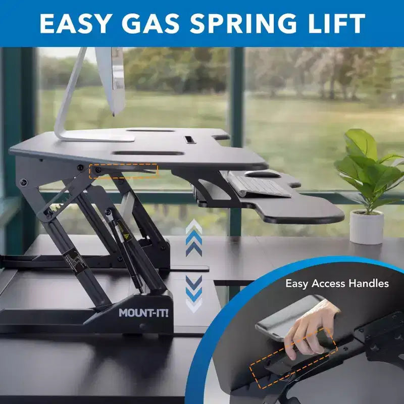 Mount-It! Convertisseur de bureau assis-debout d'angle, Noir