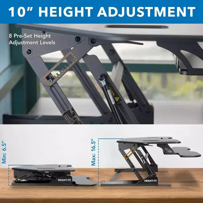 Mount-It! Convertisseur de bureau assis-debout d'angle, Noir