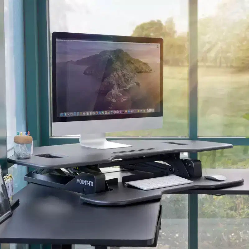 Mount-It! Convertisseur de bureau assis-debout d'angle, Noir