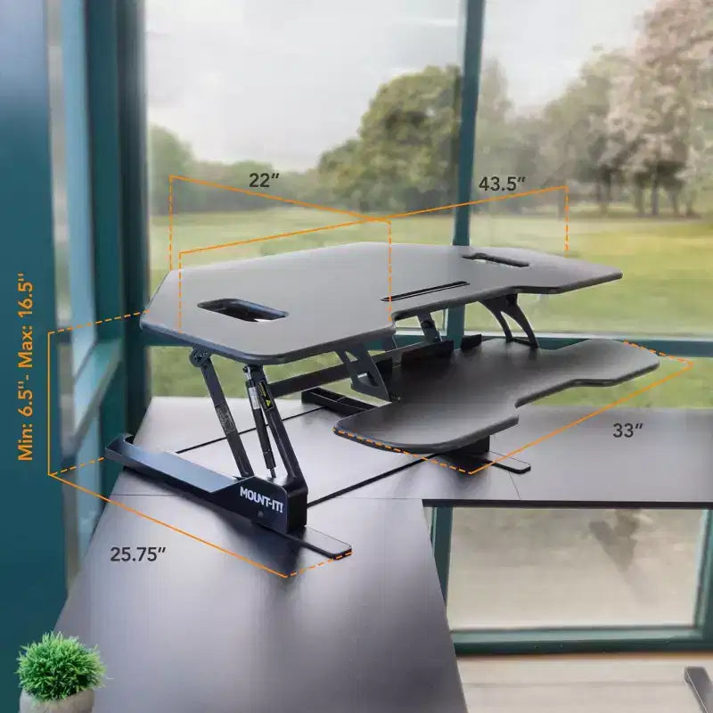 Mount-It! Convertisseur de bureau assis-debout d'angle, Noir