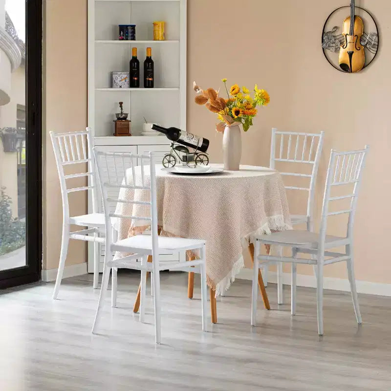 Chaise de salle à manger Chiavari empilable moderne Fabulaxe, sièges pour les repas, les événements et les mariages, chaise de fête, blanc