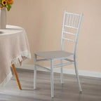 Chaise de salle à manger Chiavari empilable moderne Fabulaxe, sièges pour les repas, les événements et les mariages, chaise de fête, blanc