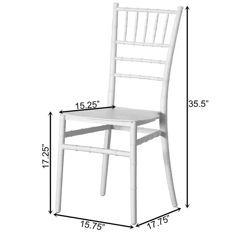 Chaise de salle à manger Chiavari empilable moderne Fabulaxe, sièges pour les repas, les événements et les mariages, chaise de fête, blanc