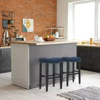 Tabouret de bar WestinTrends 29 avec assise rembourrée en forme de selle (lot de 2), noir/bleu marine