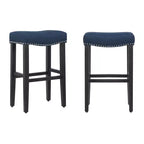 Tabouret de bar WestinTrends 29 avec assise rembourrée en forme de selle (lot de 2), noir/bleu marine