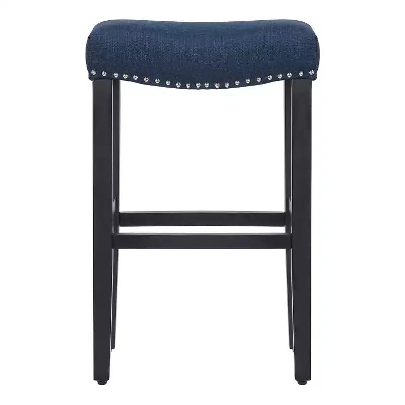 Tabouret de bar WestinTrends 29 avec assise rembourrée en forme de selle (lot de 2), noir/bleu marine