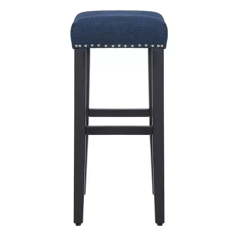 Tabouret de bar WestinTrends 29 avec assise rembourrée en forme de selle (lot de 2), noir/bleu marine