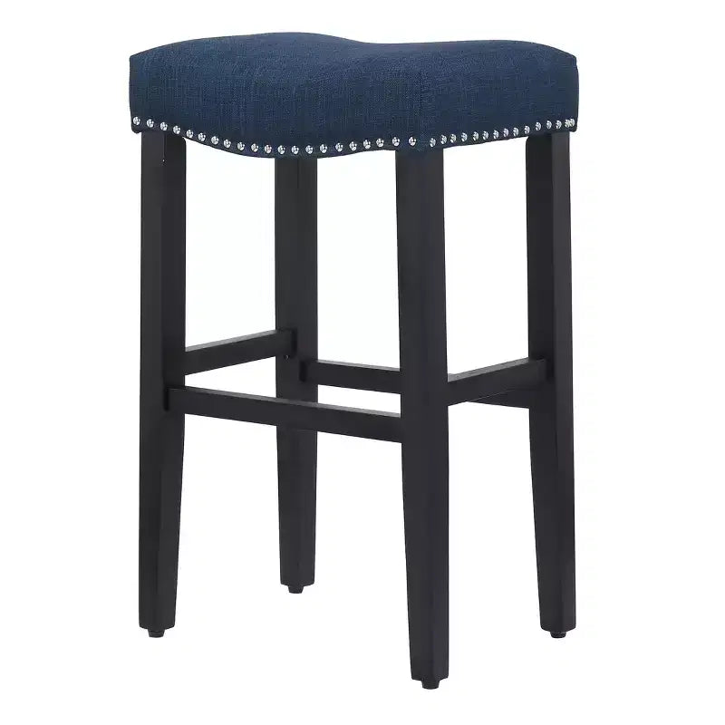 Tabouret de bar WestinTrends 29 avec assise rembourrée en forme de selle (lot de 2), noir/bleu marine