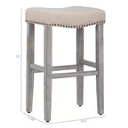 WestinTrends 29 tabourets de bar rembourrés avec assise de selle (lot de 2), gris antique/beige