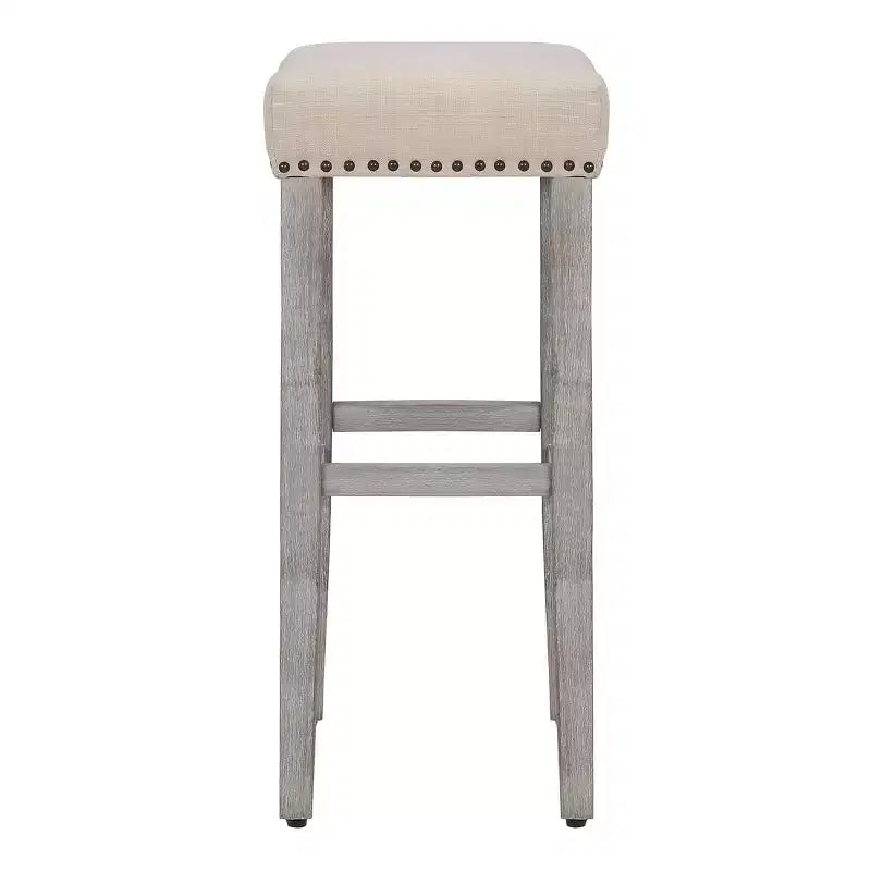 WestinTrends 29 tabourets de bar rembourrés avec assise de selle (lot de 2), gris antique/beige