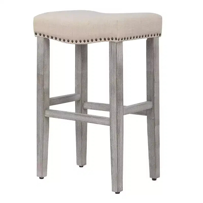 WestinTrends 29 tabourets de bar rembourrés avec assise de selle (lot de 2), gris antique/beige