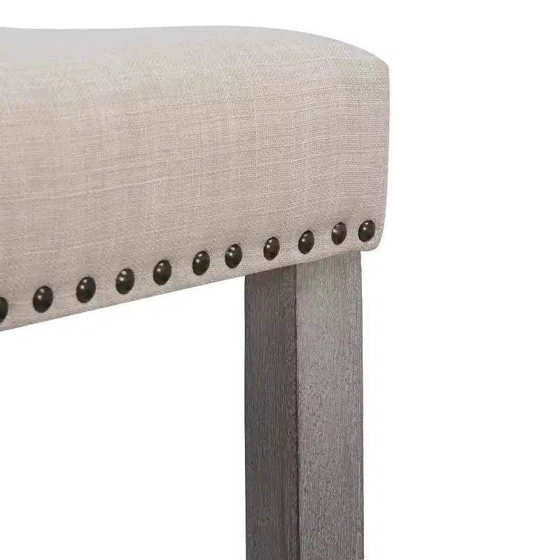 WestinTrends 29 tabourets de bar rembourrés avec assise de selle (lot de 2), gris antique/beige