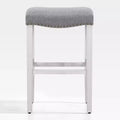 WestinTrends 29 Upholstered Backless Saddle Seat Bar Stool, Antique White/Gray