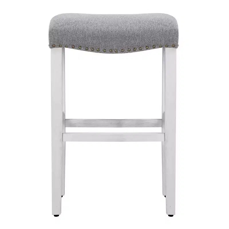 WestinTrends 29 Tabouret de bar sans dossier rembourré en forme de selle, Blanc antique/Gris