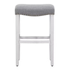 WestinTrends 29 Tabouret de bar sans dossier rembourré en forme de selle, Blanc antique/Gris