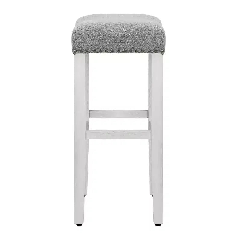 WestinTrends 29 Tabouret de bar sans dossier rembourré en forme de selle, Blanc antique/Gris