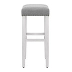WestinTrends 29 Tabouret de bar sans dossier rembourré en forme de selle, Blanc antique/Gris
