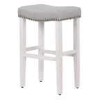 WestinTrends 29 Tabouret de bar sans dossier rembourré en forme de selle, Blanc antique/Gris