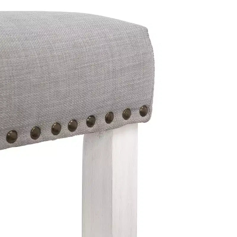 WestinTrends 29 Tabouret de bar sans dossier rembourré en forme de selle, Blanc antique/Gris