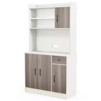 Buffet de cuisine Costway à 4 portes de 180 cm avec garde-manger et étagère réglable Blanc