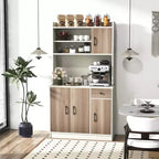 Buffet de cuisine Costway à 4 portes de 180 cm avec garde-manger et étagère réglable Blanc