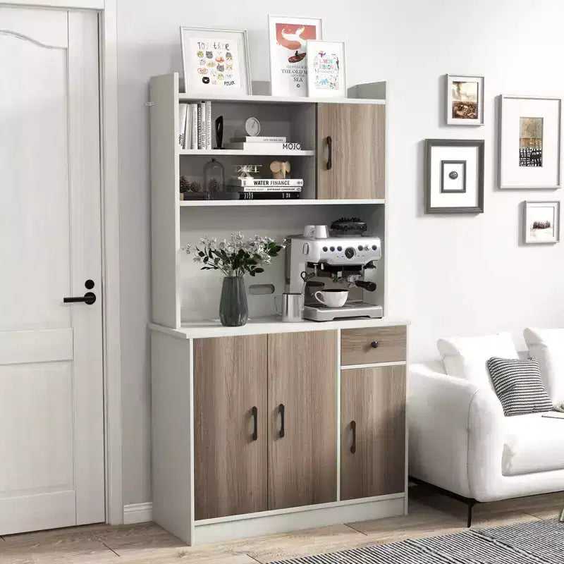 Buffet de cuisine Costway à 4 portes de 180 cm avec garde-manger et étagère réglable Blanc