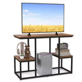 Costway Rustic TV Console Table for 50 TVs Industrial Sofa Table with Open Storage Shelves Rustic Brown