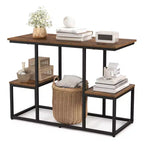 Costway Meuble TV rustique pour téléviseurs 50 pouces, Table de canapé industrielle avec étagères de rangement ouvertes, Marron rustique