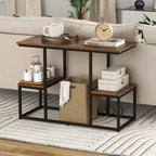 Costway Meuble TV rustique pour téléviseurs 50 pouces, Table de canapé industrielle avec étagères de rangement ouvertes, Marron rustique