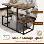 Costway Meuble TV rustique pour téléviseurs 50 pouces, Table de canapé industrielle avec étagères de rangement ouvertes, Marron rustique