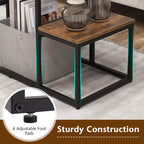 Costway Meuble TV rustique pour téléviseurs 50 pouces, Table de canapé industrielle avec étagères de rangement ouvertes, Marron rustique