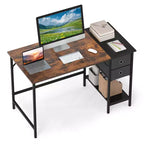 Costway 48 Computer Desk Industrial Home Office Desk with Open Storage Shelf & 2 Fabric Drawers