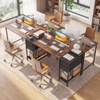 Costway Bureau Informatique 48" Style Industriel avec Étagère Ouverte et 2 Tiroirs en Tissu