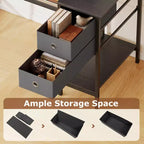 Costway Bureau Informatique 48" Style Industriel avec Étagère Ouverte et 2 Tiroirs en Tissu