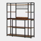Lantine 55 Kitchen Hutch Cabinet Microwave Stand with 11 Hooks, 5-tier Bakers Rack with Storage Shelf