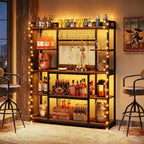 Lantine 55 Meuble de Rangement de Cuisine avec 11 Crochets, Étagère à Micro-Ondes, Étagère à Pâtisserie 5 Niveaux avec Espace de Rangement
