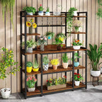 Lantine 55 Meuble de Rangement de Cuisine avec 11 Crochets, Étagère à Micro-Ondes, Étagère à Pâtisserie 5 Niveaux avec Espace de Rangement