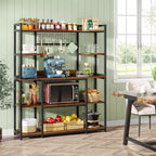 Lantine 55 Meuble de Rangement de Cuisine avec 11 Crochets, Étagère à Micro-Ondes, Étagère à Pâtisserie 5 Niveaux avec Espace de Rangement