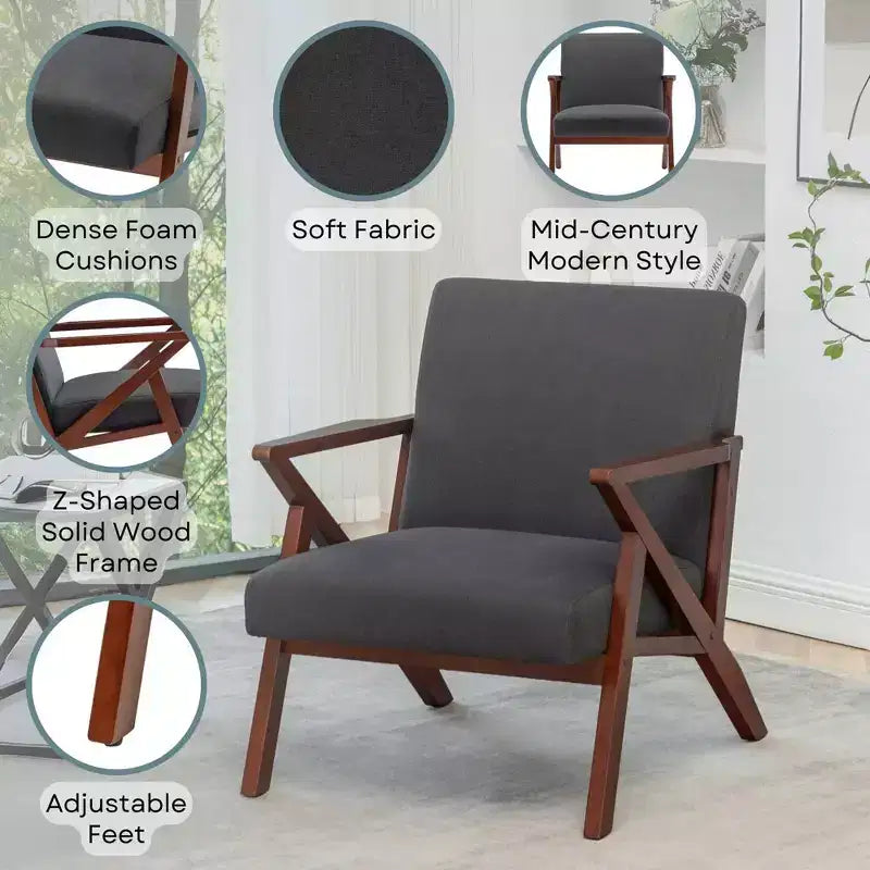 Breighton Home Prenez place Fauteuil d'appoint de salon moderne du milieu du siècle Cliff