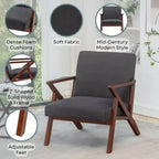 Breighton Home Prenez place Fauteuil d'appoint de salon moderne du milieu du siècle Cliff