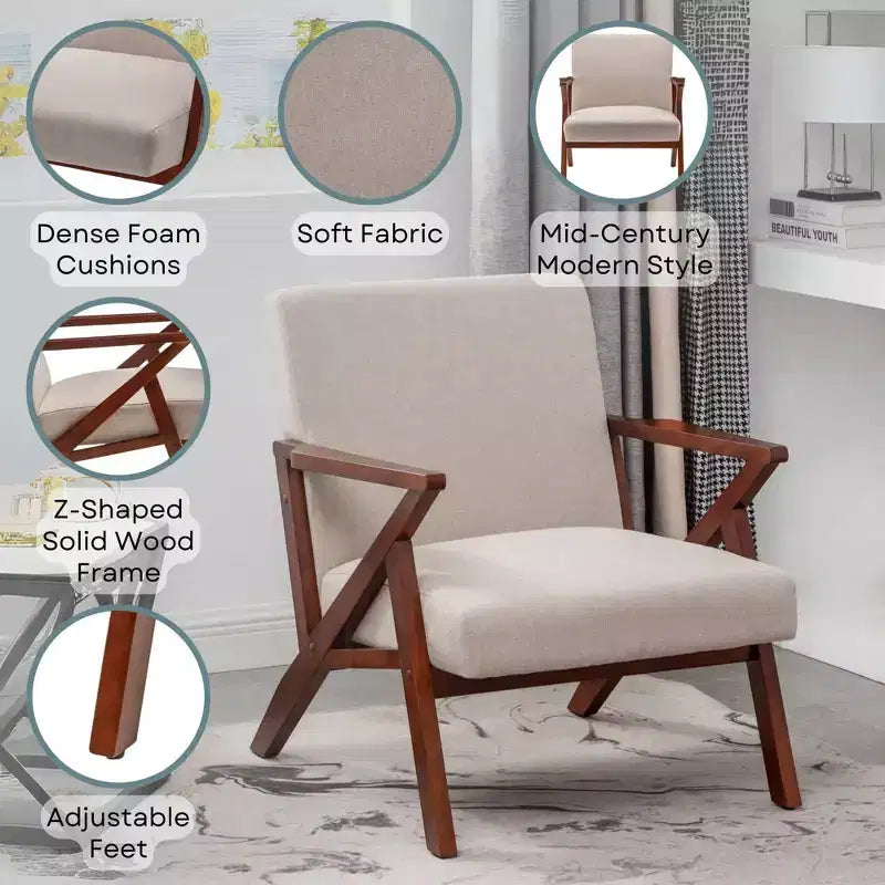 Breighton Home Prenez place Fauteuil d'appoint de salon moderne du milieu du siècle Cliff