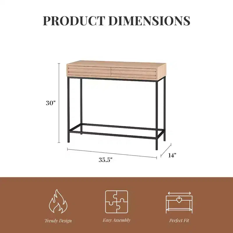 Table console Ren Home Jarrel à 2 tiroirs