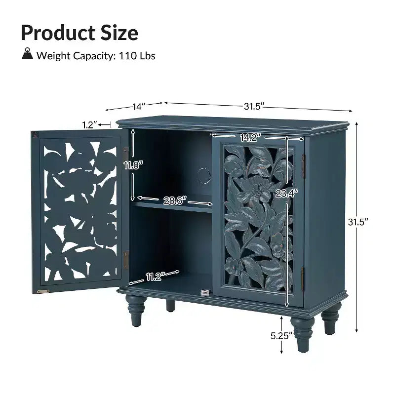 Meuble d'appoint traditionnel Alexis 32 po de haut à 2 portes avec éclairage à DEL|HULALA HOME