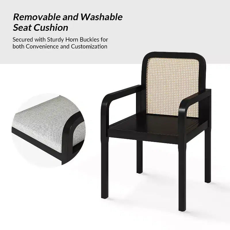 Hieromymus Chaise de salle à manger moderne Ratten avec coussin amovible, lot de 3 | HULALA HOME
