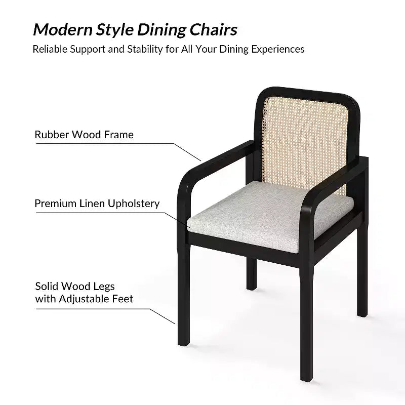 Hieromymus Chaise de salle à manger moderne Ratten avec coussin amovible, lot de 3 | HULALA HOME